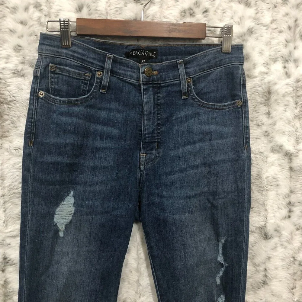J. Crew Mercantile Skinny Jeans Distressed Denim Cotton Blend Women's 27